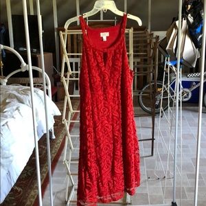 LOFT midi floral lace print dress